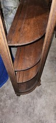 Antique Oak Curio Cabinet Display Stand Shelf No Glass Bow Curved Front Barber