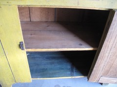 Antique American Dry Sink Cabinet Original Yellow Paint One of the Best c. 1840