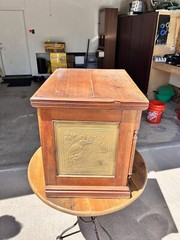Antique Clark’s Mile End Spool Cotton Cabinet With Embossed Tin