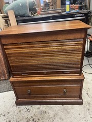 Oak Office Cabinet w/ Rolltop Section