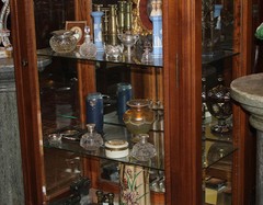 Rare French Carved Walnut Beveled Glass China Cabinet Vitrine Louis XV C1880
