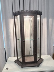 Antique Industrial Lighted Curio Cabinet with Glass Door for Sale