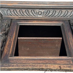 antique figural carved Oak hanging cabinet victorian Black Forest repurpose part