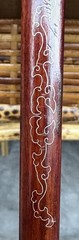Mid-Century Chinese Brass Inlay Rosewood Wall Mounted Curio Display Cabinet