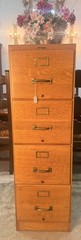 Antique American Tiger Oak Imperial Methods Co 4 Drawer Filing Cabinet 52″