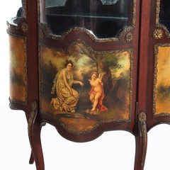 French Mahogany & Ormolu Vitrine With Vernis Martin Panels c1890