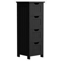 Bathroom Floor Cabinet Storage Organizer Shelf Floor Standing Cupboard Black