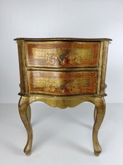 Florentine Nightstand End Table Hall Cabinet Chest of Drawers Gold Gilded Mid Ce