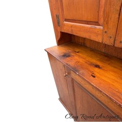 Antique NY country cupboard cabinet 18th raised panel primitive farm step back