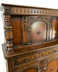 Antique Jacobean Style China Cabinet Hutch Cupboard