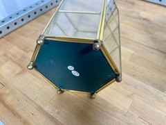 MCM Miniature Brass & Glass Tabletop 3-Shelf Double Door Curio Display Cabinet