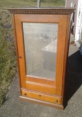 Antique Corticelli Silk Thread Counter Top Cabinet Quarter Sawn Oak with Mirror