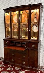 American Flame Mahogany Dropfront Bookcase China Cabinet Secretary Circa 1920