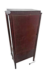 Antique Curio China Cabinet Vitrine Lighted locking door Glass shelf Brass Trim