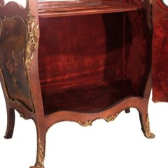 Antique Vernis Martin Decorated Kingwood & Ormolu Bombe Vitrine c1900