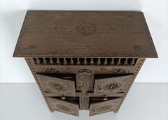Small French Breton cabinet Wood antique 19th century hand Carved Gorgeous Ra