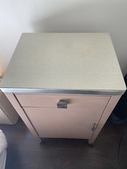 Vintage Simmons Metal Medical Cabinet on Wheels