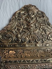 Antique Dutch copper & brass With Beveled Mirror , Brush Cabinet