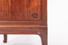 Art Nouveau Antique Inlaid Wooden Cabinet by Majorelle, France, Signed