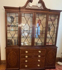Baker Georgian Chippendale Mahogany China Cabinet Breakfront