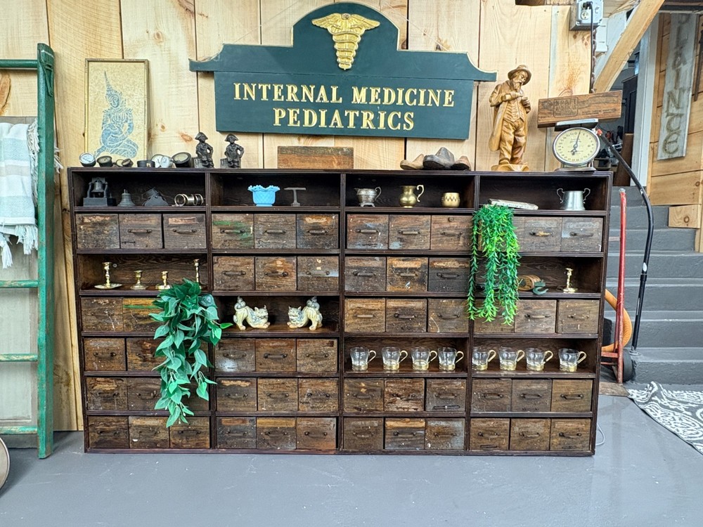 Antique Industrial Vintage Apothecary Hardware Small Parts Cabinet