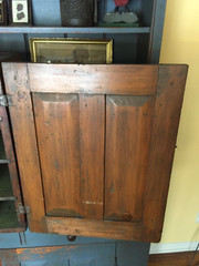 antique country panel wall cupboard hanging cabinet primitive box pine painted