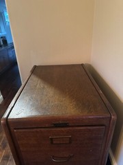 Antique Shaw Walker Oak 4 Drawer Wood File Cabinet