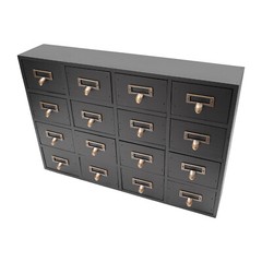 Card Catalog Desk Drawer Organizer – Wooden Storage Box With 16 Drawers – Home