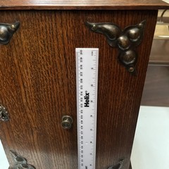 Large Antique Oak Smokers Cabinet. in vgc for age with working lock and key