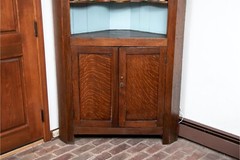 19th Century American Federal Oak Corner Cabinet With Painted Interior