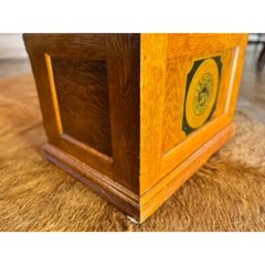 RARE Vintage J. & P. Coats Oak Spool Cabinet Brass Knobs Excellent Condition