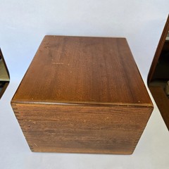 Vintage Oak Dovetail Card File Box Metal Slide Drawer