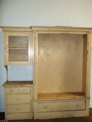 Antique Vintage Rustic Display Cabinet TV Entertainment Center Shelf Cubby