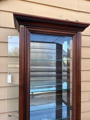 67786 Elegant Mahogany Curio Cabinet with Glass Shelves and Lighting