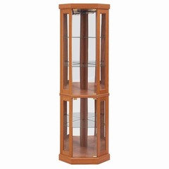 Heavy Duty Corner Display Cabinet Lighted Glass Display Case Living Room Shelf