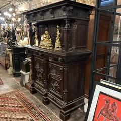 Pair Renaissance carved figural buffet, circa 1880 France