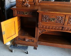 Antique Highly Carved Victorian Oak Sideboard – original finish