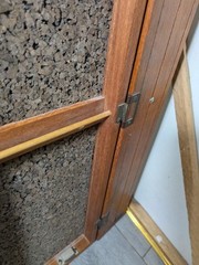 Vintage Rustic Solid Wood Skinny Display Curio Cabinet Memo Cork Board & Doors