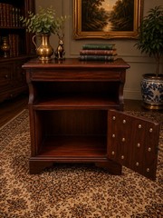 Mahogany Lamp Table Bedside Cabinet Bookcase Cupboard Pull Out Shelf