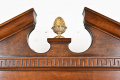 Henredon Georgian Carved Mahogany Lighted Breakfront Bookcase Cabinet