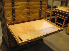 Vintage Hamilton wood 20 drawer flat file map cabinet 45.5″ x 34.5″ x 65″ high