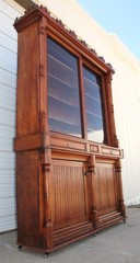 HUGE Primitive Pine Tobacco Liquor 2 PC Massive Cabinet 102″ H Backbar Companion