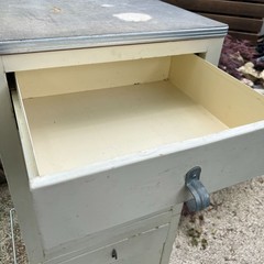 Vintage 1940s–1950s Industrial Medical Cabinet Cream-Painted Steel Multi-Compart