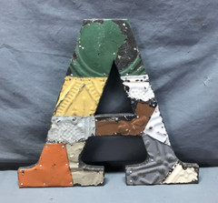 Decorative Salvage Tin Ceiling 12″ Patchwork Metal VTG Letter A Old 272-25B
