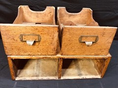 Antique 2 Drawer Wooden Library Card Catalog Index Cabinet