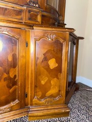 European antique (circa 1930’s) curved glass china cabinet.  96x106x25