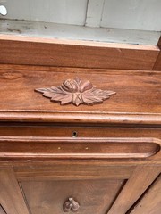 Antique Walnut 2pc Kitchen Hutch Cabinet Stepback Pantry Farmhouse Cupboard