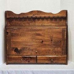 Vintage 1930s Silverware FLATWARE WALL Storage Chest Wood CABINET w 2 Drawer