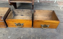 Antique Edwardian Oak Wall Hanging Smokers Cabinet & Original Glass Match Holder