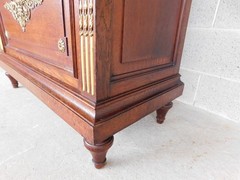 Antique Oak French Louis XVI Style Gilt Bronze Mounted Vitrine Display Cabinet
